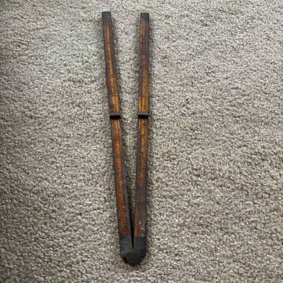 Stanley Rule #68 Folding 24” Ruler Wood With Brass Hinges - Picture 3 of 4